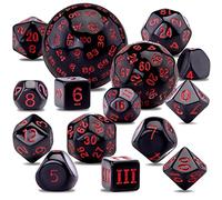 SIQUK 15 Pezzi Set di Dadi Poliedrici D3-D100 Dadi da Gioco Dadi D&D per Dungeons Dragons RPG MTG, Nero e Rosso
