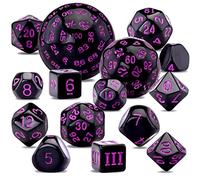 SIQUK 15 Pezzi Set di Dadi Poliedrici D3-D100 Dadi da Gioco Dadi D&D per Dungeons Dragons RPG MTG, Nero e Viola