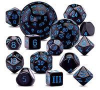 SIQUK 15 Pezzi Set di Dadi Poliedrici D3-D100 Dadi da Gioco Dadi D&D per Dungeons Dragons RPG MTG, Nero e Blu