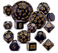 SIQUK 15 Pezzi Set di Dadi Poliedrici D3-D100 Dadi da Gioco Dadi D&D per Dungeons Dragons RPG MTG, Nero e Giallo