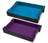 SIQUK 2 Pezzi Magnetico Tavola per Dadi Rettangolo Vassoio per Dadi Pieghevole PU e Velluto Dice Tray per DND RPG (Viola, Blu Cielo)