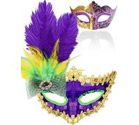 SIQUK 2 Pezzi Maschera Veneziana Coppia Carnevale Maschera Occhi Veneziane Maschere Mascherata per Donna Uomo