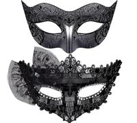 SIQUK 2 Pezzi Maschera Veneziana Coppia Maschera Occhi Veneziane Maschere da Ballo Maschera Mascherata Donna Uomo Maschere Maschera per Halloween Carnevale