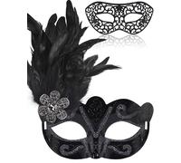 SIQUK 2 Pezzi Maschera Veneziana Coppia Maschera Occhi Veneziane Maschere da Ballo per Donna Uomo Halloween Carnevale
