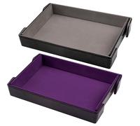 SIQUK 2 Pezzi Rettangolo Tavola per Dadi Vassoio per Dadi Magnetico PU e Velluto Tavola Dadi Pieghevole Dice Tray per DND RPG (Grigio, Viola)