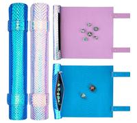 SIQUK 2 Pezzi Tappetino per Dadi in Pelle 2 in 1 Vassoio Pieghevole con Cerniera e Custodia Borsa Porta e Tavola Dadi per DND RPG (Azzurro, Blu Lago)