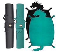 SIQUK 2 Pezzi Tavola Dadi Drago Tappetino per Dadi Pieghevole Vassoio Dice Mat Tray per DND RPG (Ciano, Nero)