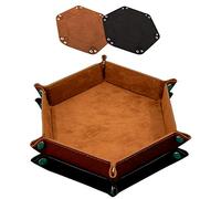 SIQUK 2 Pezzi Tavola Dadi PU e Velluto Vassoio per Dadi Pieghevole per DND RGP Giochi da Tavolo (Nero e Marrone)