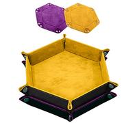 SIQUK 2 Pezzi Tavola per Dadi 2 Colori Vassoio per Dadi PU e Velluto Tavola Dadi Dice Tray per DND RPG (Giallo, Viola)