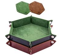 SIQUK 2 Pezzi Tavola per Dadi 2 Colori Vassoio per Dadi PU e Velluto Tavola Dadi Dice Tray per DND RPG (Verde, Cammello)