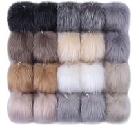 SIQUK 20 Pezzi Pom Pom Finte Pelliccia Pom Pom per Cappelli da Maglia Portachiavi con Elastico per Cappelli Portachiavi Sciarpe Guanti Borse Accessori, 10 Colori