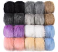 SIQUK 20 Pezzi Pompon in Finte Pelliccia, Pompon in Pelliccia Sintetica Faux Fur Pom Pom Palla con Elastico per Cappelli Sciarpe Guanti Borse Accessori