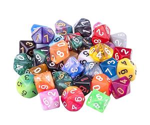 SIQUK 35 Pezzi Dadi Poliedrici 10 Facce Dadi da Gioco Colorati Dadi per DND Rpg Gioco e Matematica con Borse di Velluto