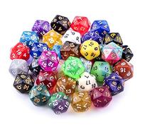 SIQUK 35 Pezzi Dadi Poliedrici 20 Facce Dadi da Gioco Colorati Dadi per DND Rpg Gioco e Matematica con Borse di Velluto