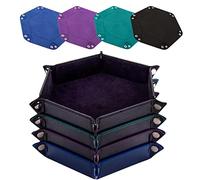 SIQUK 4 Pezzi Tavola per Dadi 4 Colori Vassoio per Dadi PU e Velluto Tavola Dadi Dice Tray per DND RPG (Nero, Ciano, Viola, Blu Reale)