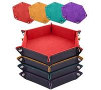 SIQUK 4 Pezzi Tavola per Dadi 4 Colori Vassoio per Dadi PU e Velluto Tavola Dadi Dice Tray per DND RPG (Arancione, Giallo, Ciano, Viola)