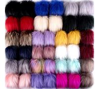 SIQUK 40 Pezzi Pompon Pelliccia Finta Pelliccia Palla per Cappello Portachiavi Decorativo, 20 Colori