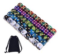 SIQUK 50 pezzi Dadi da gioco Set da 5 dadi colori bicolore con dadi dorati Dadi angolo arrotondati (custodia gratis) per giochi come Tenzi, Farkle, Yahtzee, Bunco o Insegnamento della matematica