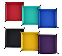 SIQUK 6 Pezzi Tavola per Dadi Vassoio per Dadi Pieghevole in Pelle Supporto Quadrato Pieghevole per Giochi a Dadi Come Rpg, DND e Altri Giochi da Tavolo, 6 Colori