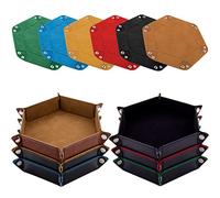 SIQUK 6 Pezzi Tavola per Dadi Vassoio per Dadi PU e Velluto Tavola Dadi Dice Tray per DND RPG (Cammello, Nero, Rosso, Giallo, Blu, Verde)