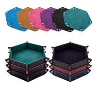 SIQUK 6 Pezzi Tavola per Dadi Vassoio per Dadi PU e Velluto Tavola Dadi Dice Tray per DND RPG (Ciano, Nero, Viola, Rosa, Cammello, Blu Cielo)