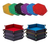 SIQUK 6 Pezzi Tavola per Dadi Vassoio per Dadi PU e Velluto Tavola Dadi Dice Tray per DND RPG (Rosso, Blu, Viola, Nero, Verde, Giallo)