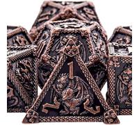 SIQUK 7 Pezzi Dadi Metallo D&D Dadi Poliedrici D20 D12 D10 D% D8 D6 D4 Set Dadi in Metallo per Dungeon and Dragons, Rame Antico