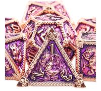 SIQUK 7 Pezzi Dadi Metallo D&D Dadi Poliedrici D20 D12 D10 D% D8 D6 D4 Set Dadi in Metallo per Dungeon and Dragons, Viola