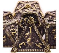 SIQUK 7 Pezzi Dadi Metallo D&D Poliedrici D20 D12 D10 D% D8 D6 D4 Set per Dungeon and Dragons, Bronzo
