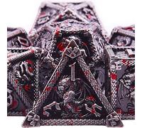 SIQUK 7 Pezzi Dadi Metallo D&D Poliedrici D20 D12 D10 D% D8 D6 D4 Set per Dungeon and Dragons, Schizzi di Sangue