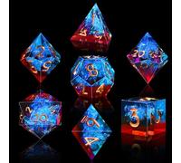 SIQUK 7 Pezzi Dadi Poliedrici da Gioco Polyhedral 7-Die DND Dice Set D4 D6 D8 D10 D12 D20 D% per RPG MTG Dungeon and Dragons, Rosso Fiamma & Blu Ghiaccio