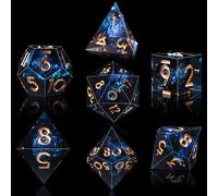 SIQUK 7 Pezzi Dadi Poliedrici Dadi da Gioco Polyhedral Dadi 7-Die DND Dice Set D4 D6 D8 D10 D12 D20 D% per DND RPG MTG Dungeon and Dragons, Stella Nera