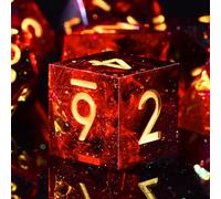 SIQUK 7 Pezzi Dadi Poliedrici Dadi da Gioco Polyhedral DND Dice Set D4 D6 D8 D10 D12 D20 D% per DND RPG MTG Dungeon and Dragons, Rosso Fiamma