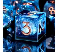 SIQUK 7 Pezzi Dadi Poliedrici Set Dadi da Gioco Dadi Nucleo Liquido D4 D6 D8 D10 D12 D20 D% per DND RPG MTG Dungeon and Dragons, Blu & Nero, Oro