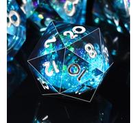 SIQUK 7 Pezzi Dadi Poliedrici Set Dadi da Gioco Dadi Nucleo Liquido D4 D6 D8 D10 D12 D20 D% per DND RPG MTG Dungeon and Dragons, Blu & Nero
