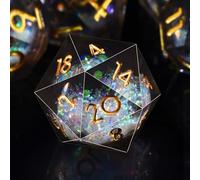 SIQUK 7 Pezzi Dadi Poliedrici Set Dadi da Gioco Dadi Nucleo Liquido D4 D6 D8 D10 D12 D20 D% per DND RPG MTG Dungeon and Dragons, Nero