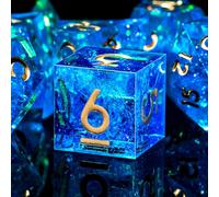 SIQUK 7 Pezzi Set Dadi D&D Dadi da Gioco Poliedrici 7-Die DND Dice D4 D6 D8 D10 D12 D20 D% per DND RPG MTG Dungeon and Dragons (Blu & Oro)