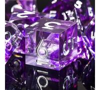 SIQUK 7 Pezzi Set Dadi D&D Dadi da Gioco Poliedrici 7-Die DND Dice D4 D6 D8 D10 D12 D20 D% per DND RPG MTG Dungeon and Dragons (Nero & Viola, Argento)