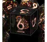 SIQUK 7 Pezzi Set Dadi D&D Dadi da Gioco Poliedrici 7-Die DND Dice D4 D6 D8 D10 D12 D20 D% per DND RPG MTG Dungeon and Dragons (Nero & Rosso, Rame)