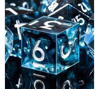 SIQUK 7 Pezzi Set Dadi D&D Dadi da Gioco Poliedrici 7-Die DND Dice D4 D6 D8 D10 D12 D20 D% per DND RPG MTG Dungeon and Dragons (Blu & Nero, Argento)