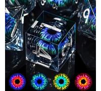 SIQUK 7 Pezzi Set Dadi D&D Poliedrici Dadi in Resina Occhio di Drago Dadi Nucleo Liquido per Dungeons and Dragons DND RPG MTG (Blu & Verde)