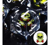 SIQUK 7 Pezzi Set Dadi Poliedrici in Resina con Nucleo Liquido per Dungeons and Dragons DND RPG MTG