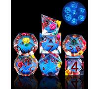 SIQUK Set di 7 dadi luminosi al buio, dadi poliedrici D4 D6 D8 D10 D12 D20 D% per DND RPG MTG