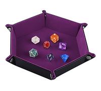 SIQUK Tavola per Dadi, Cuoio Esagonale Pieghevole in PU e Supporto in Velluto Viola Scuro per Dungeons And Dragons Gioco D & D Rpg Dice e Altri Giochi da Tavolo