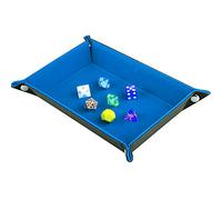 SIQUK Tavola per Dadi, Cuoio Pieghevole rettangolo in PU e Velluto Azzurro Supporto per Dungeons And Dragons Dadi Rpg Gioco D & D e Altri Giochi da Tavolo