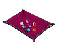 SIQUK Tavola per Dadi, Cuoio Pieghevole rettangolo in PU e Velluto Dark Rose Red Supporto per Dungeons And Dragons Dadi Rpg Gioco D & D e Altri Giochi da Tavolo