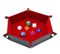 SIQUK Tavola per Dadi Esagonale Pieghevole in PU e portadolci in Velluto Bordeaux Dice Tray per Dungeons And Dragons Gioco a D & D Rpg Dadi e Altri Giochi da Tavolo