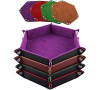 SIQUK Vassoio per dadi esagonali, pieghevole, in pelle PU, velluto, per giochi di ruolo come Dungeons and Dragons, 4 colori