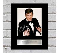 Sir Roger Moore Foto Firmata Display James Bond 007 Pre-Printed