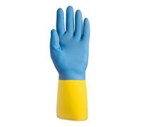 Sir Safety System Shikoku Guanti Protezione Chimica Gomma, Lattice di Gomma e Cloroprene, EN ISO 374-1:2016+A1:2018 Tipo A, EN 388:2016+A1:2018 3111X, 8, Blu/Giallo, Confezione da 12 paia